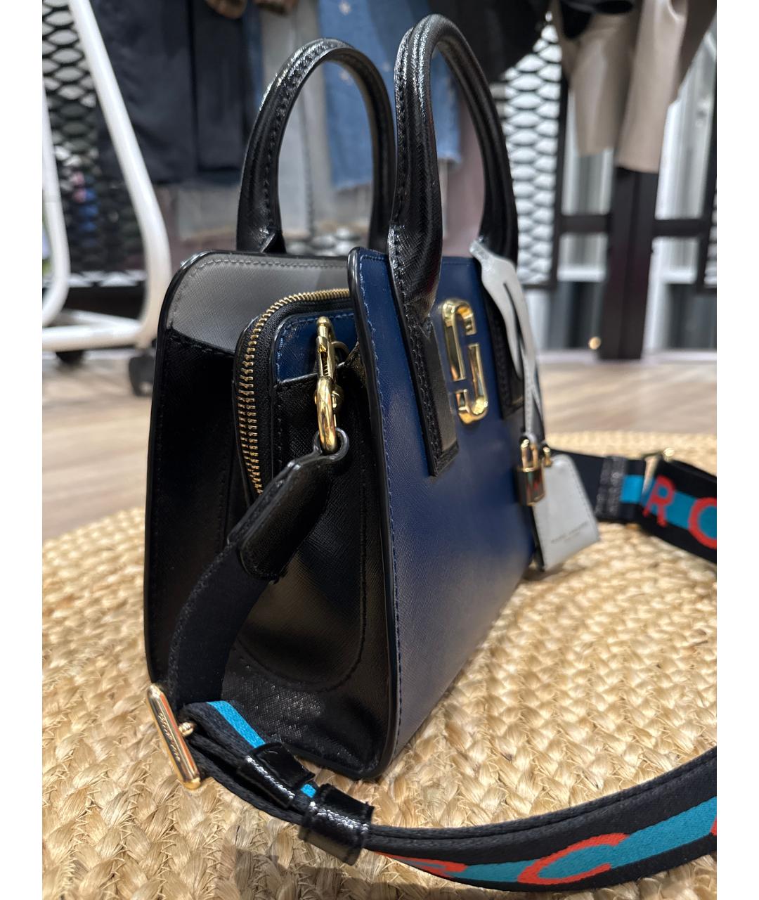 MARC BY MARC JACOBS Темно-синяя кожаная сумка с короткими ручками, фото 2