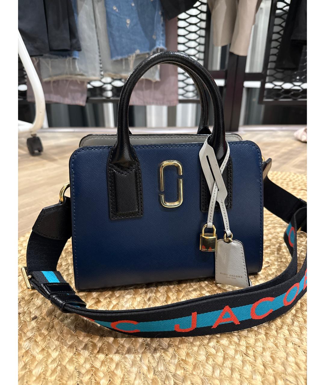 MARC BY MARC JACOBS Темно-синяя кожаная сумка с короткими ручками, фото 3