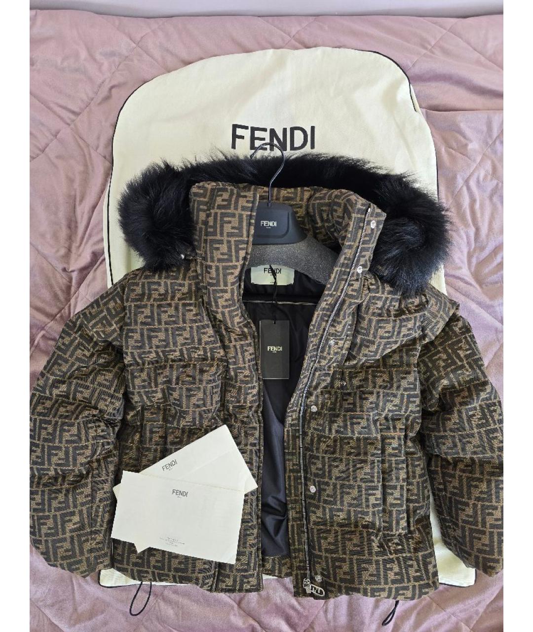 FENDI Коричневый пуховик, фото 5