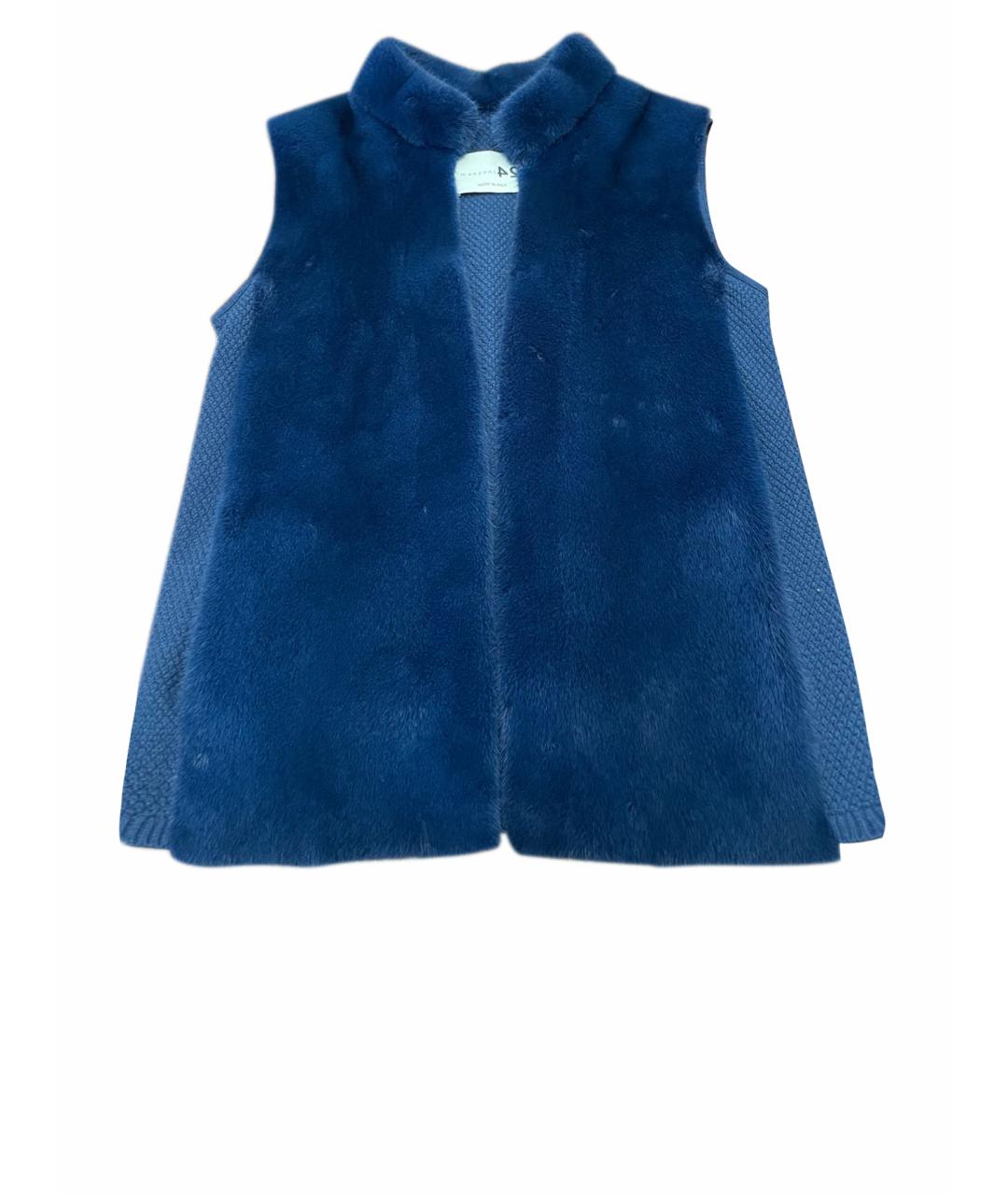 MANZONI 24 Синий меховой жилет, фото 1