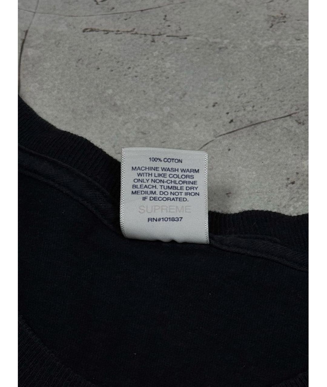 SUPREME Черная хлопковая футболка, фото 6