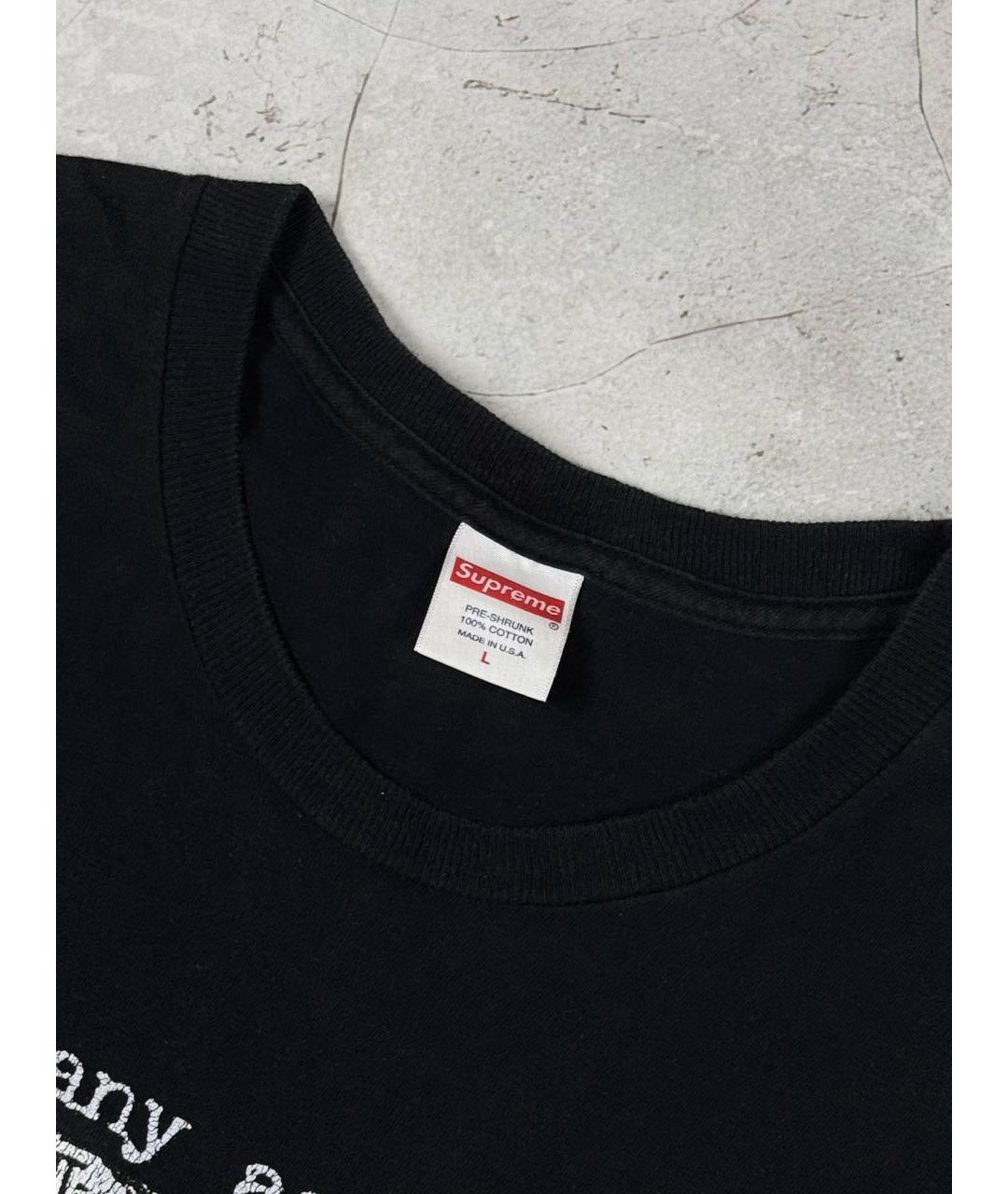 SUPREME Черная хлопковая футболка, фото 5