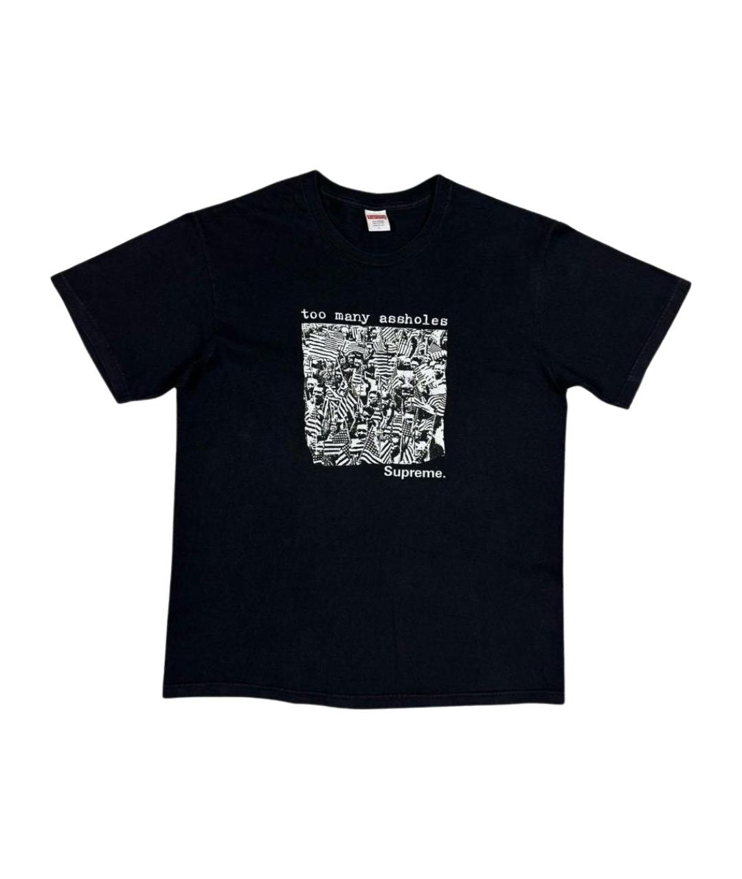 SUPREME Черная хлопковая футболка, фото 1