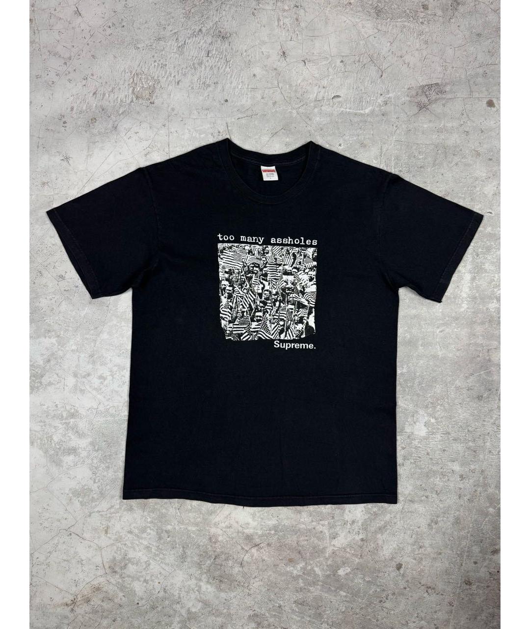 SUPREME Черная хлопковая футболка, фото 7