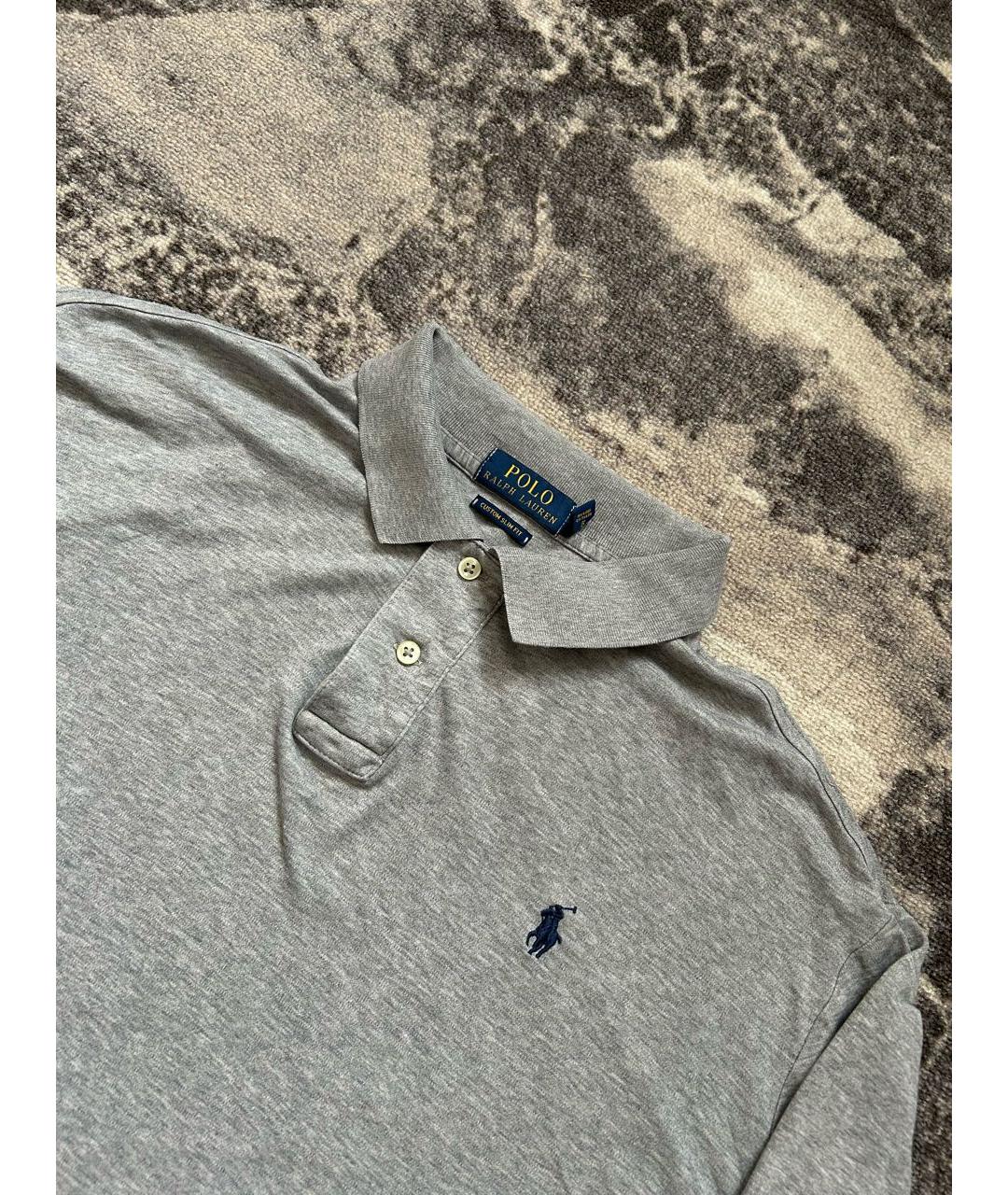 POLO RALPH LAUREN Серое хлопковое поло с длинным рукавом, фото 2