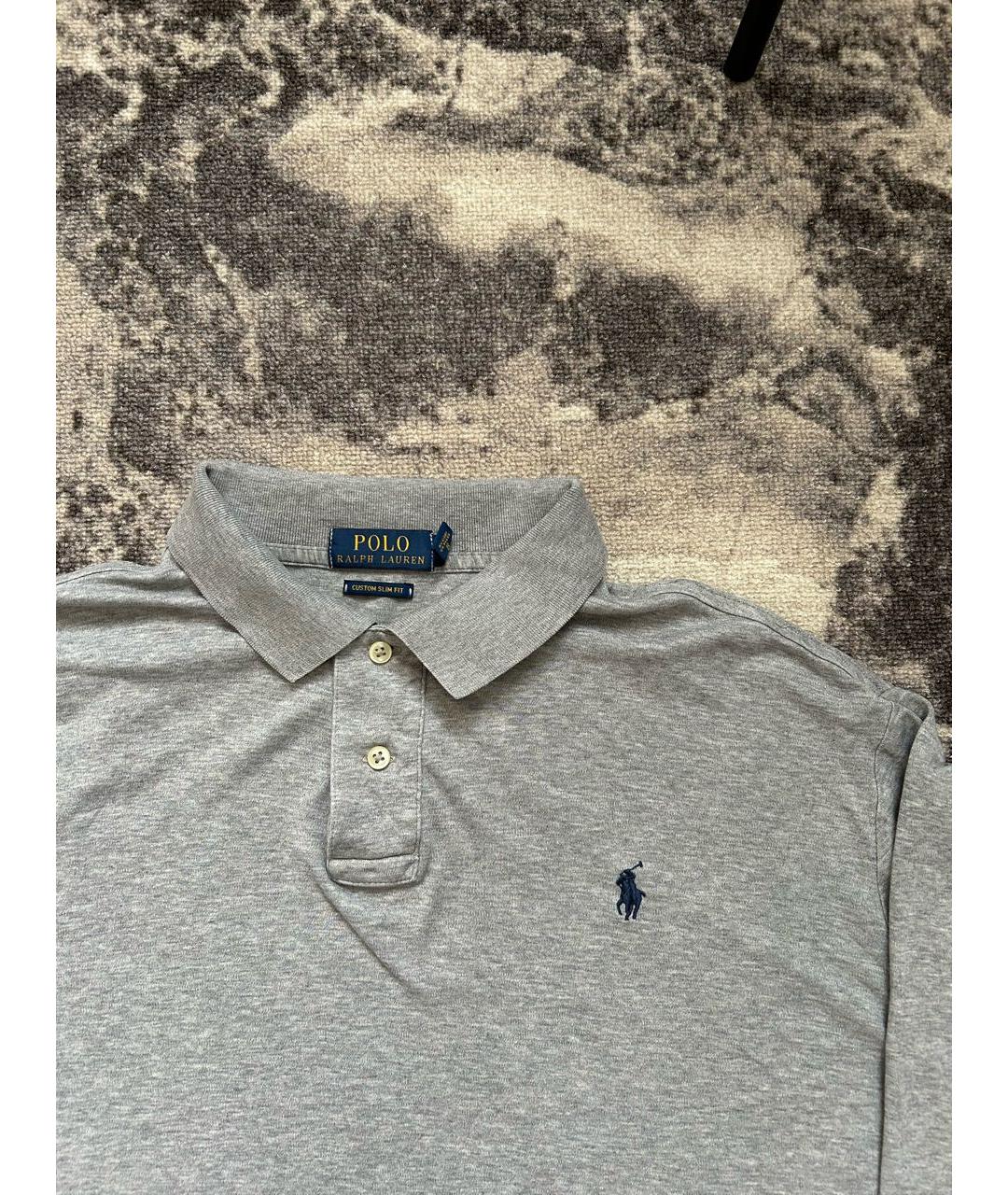 POLO RALPH LAUREN Серое хлопковое поло с длинным рукавом, фото 3