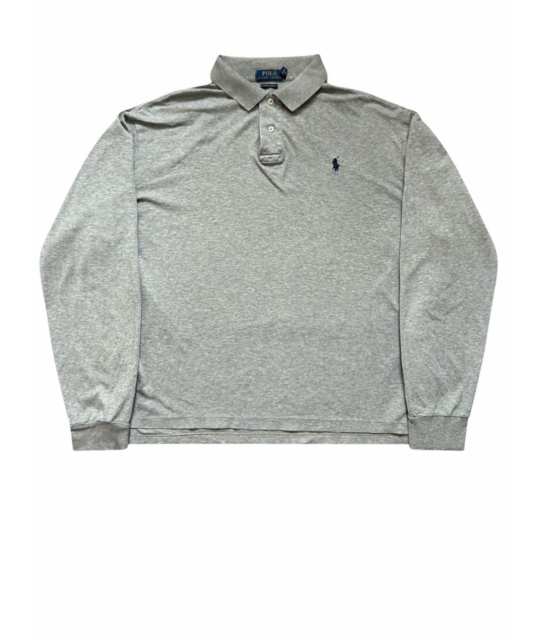 POLO RALPH LAUREN Серое хлопковое поло с длинным рукавом, фото 1