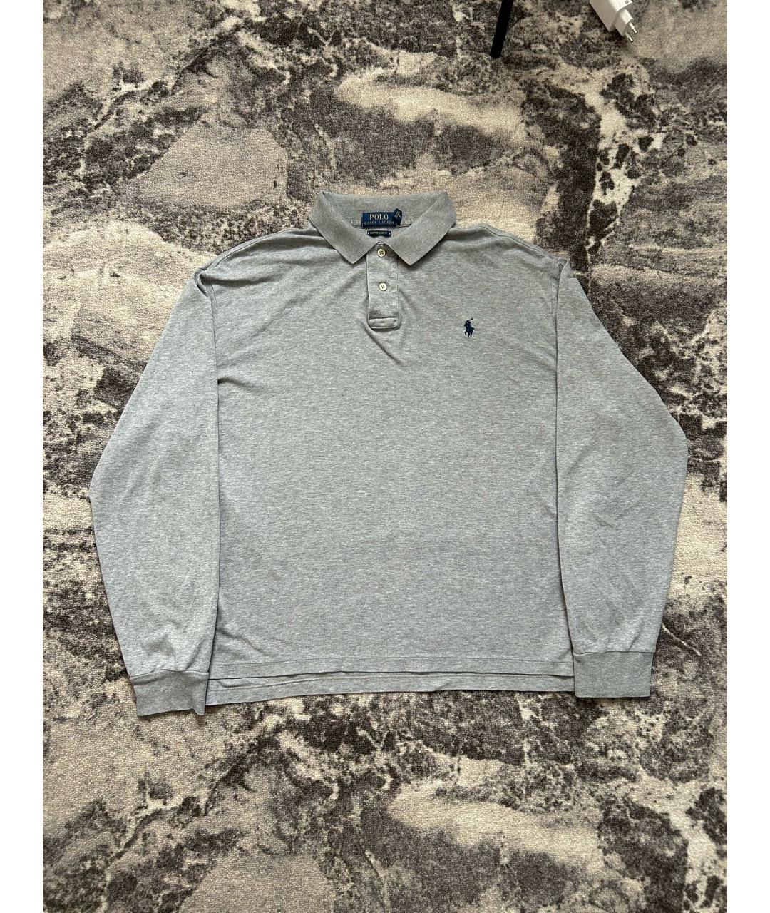 POLO RALPH LAUREN Серое хлопковое поло с длинным рукавом, фото 4