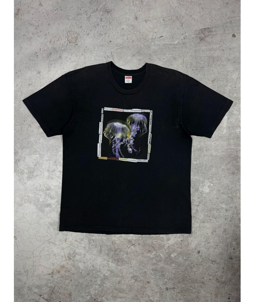 SUPREME Черная хлопковая футболка, фото 8