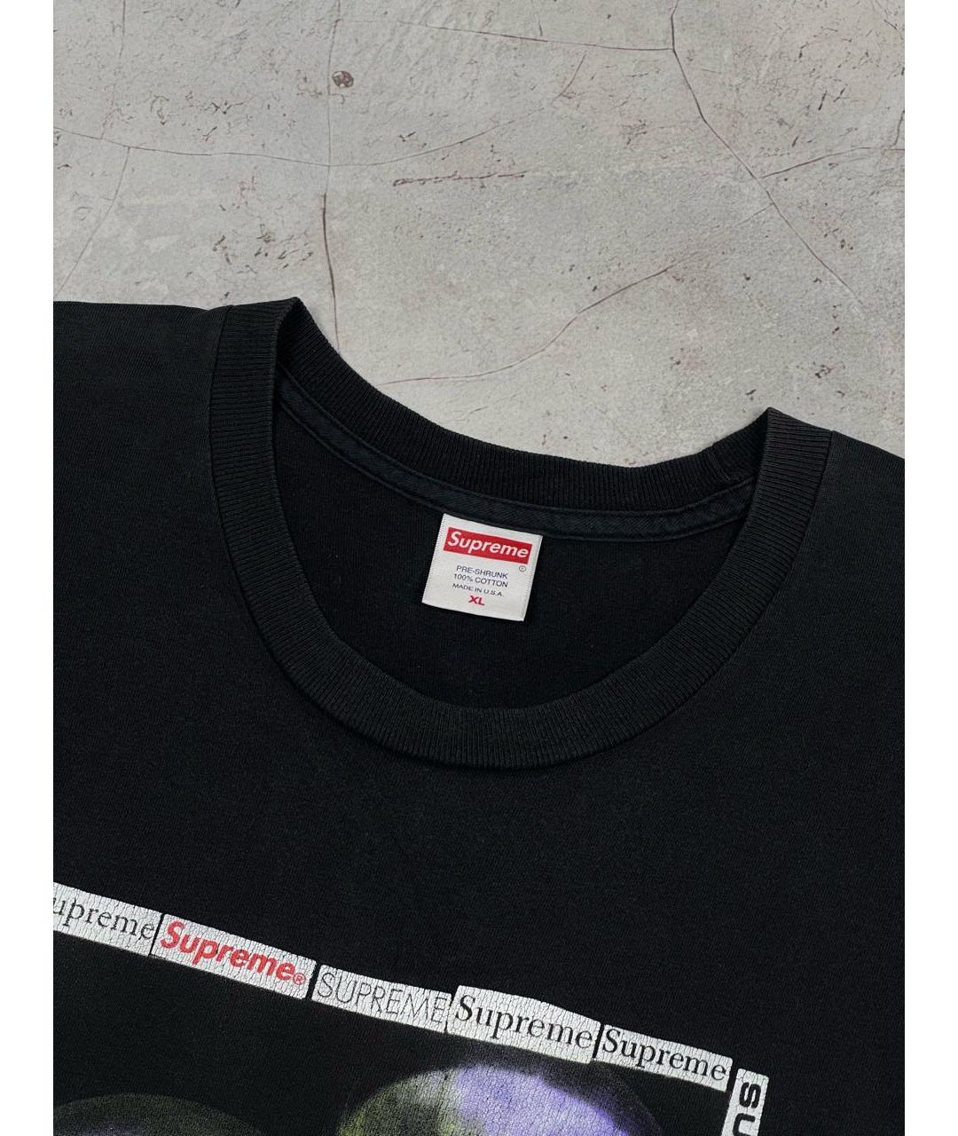 SUPREME Черная хлопковая футболка, фото 4