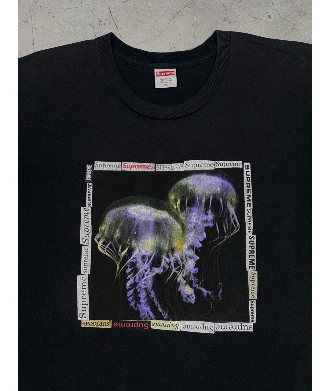 SUPREME Черная хлопковая футболка, фото 3