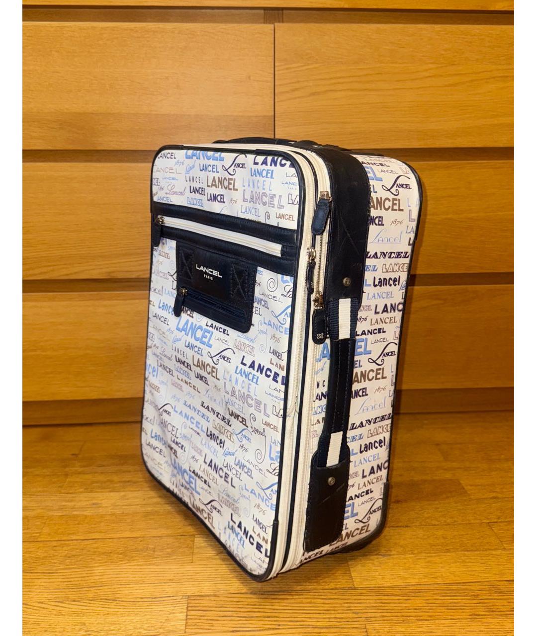 LANCEL Белый кожаный чемодан, фото 7