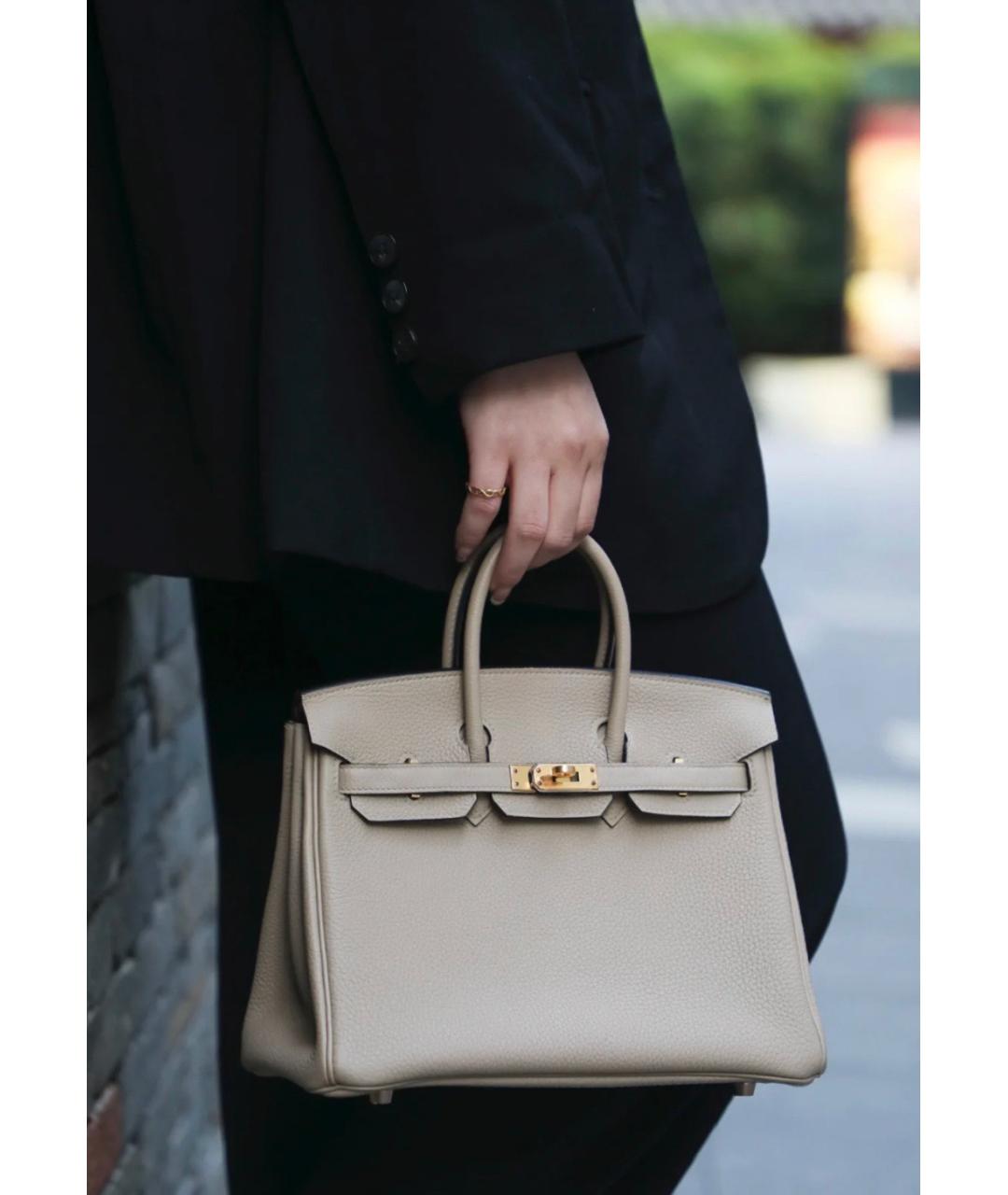 HERMES Серая кожаная сумка тоут, фото 7