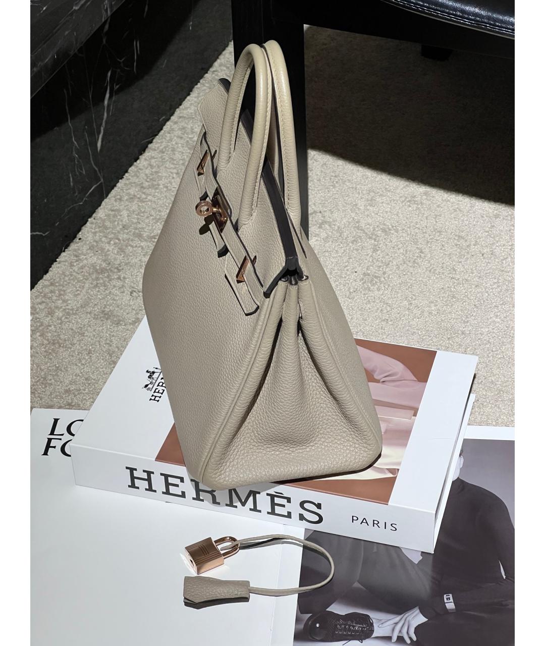 HERMES Серая кожаная сумка тоут, фото 3