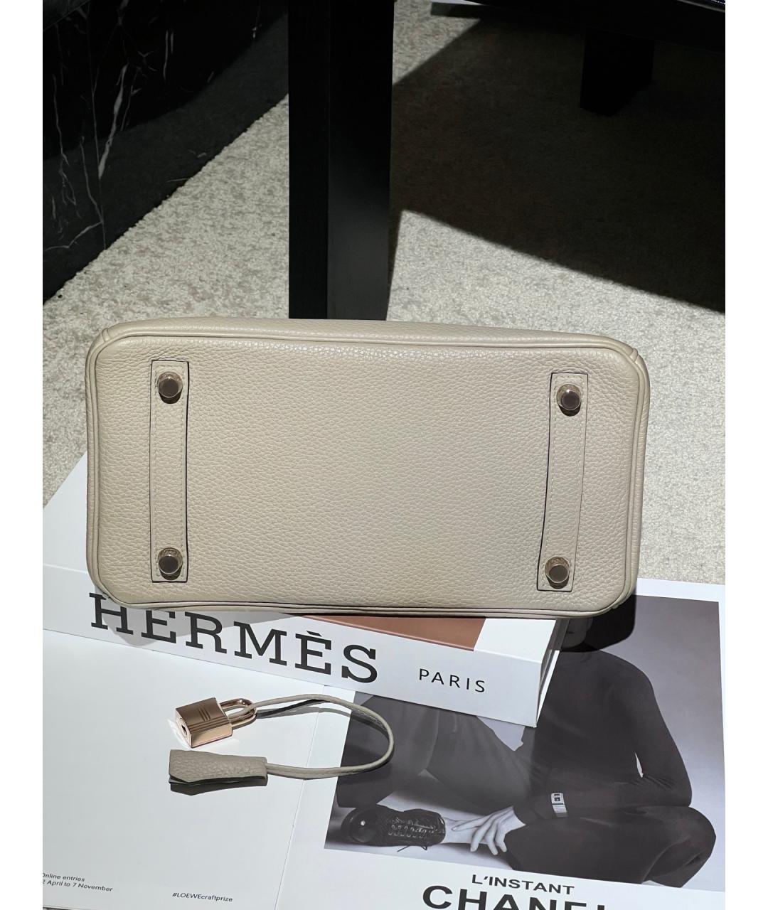 HERMES Серая кожаная сумка тоут, фото 5