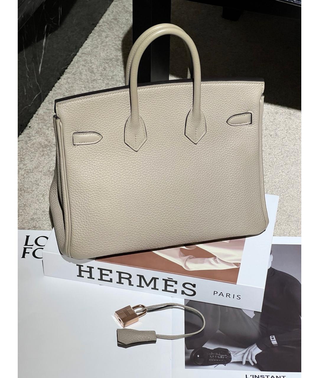 HERMES Серая кожаная сумка тоут, фото 2