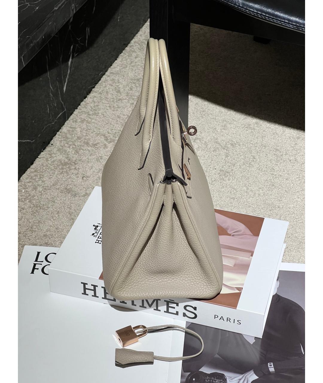 HERMES Серая кожаная сумка тоут, фото 4