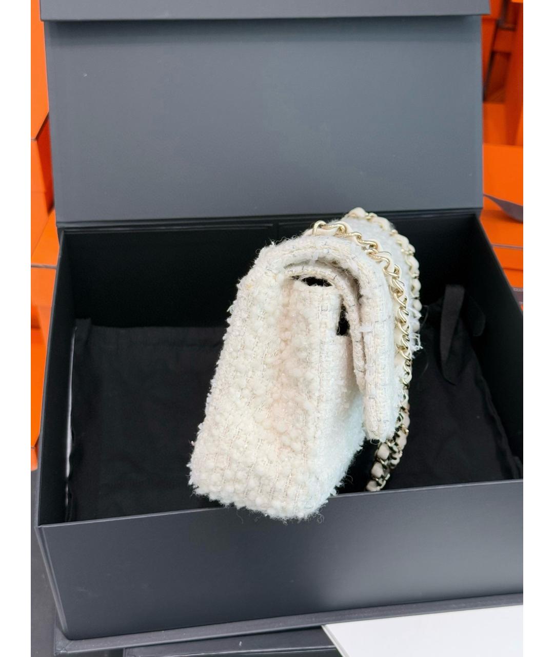 CHANEL Белая твидовая сумка через плечо, фото 4