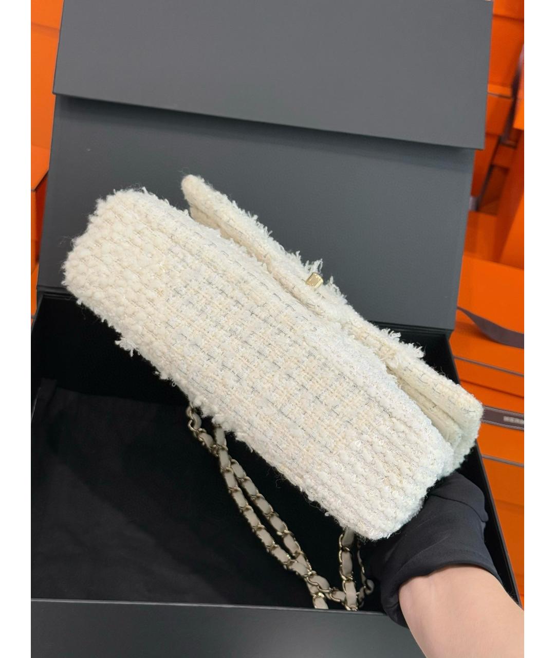 CHANEL Белая твидовая сумка через плечо, фото 5