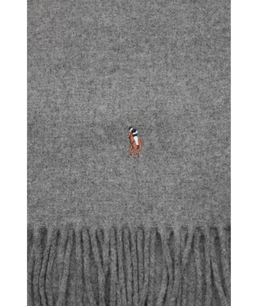 POLO RALPH LAUREN Серый шерстяной шарф, фото 3