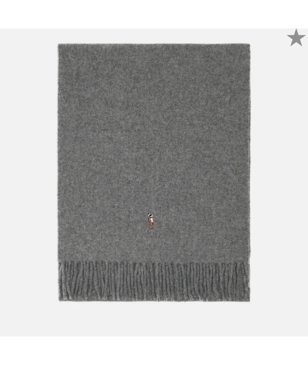 POLO RALPH LAUREN Серый шерстяной шарф, фото 6