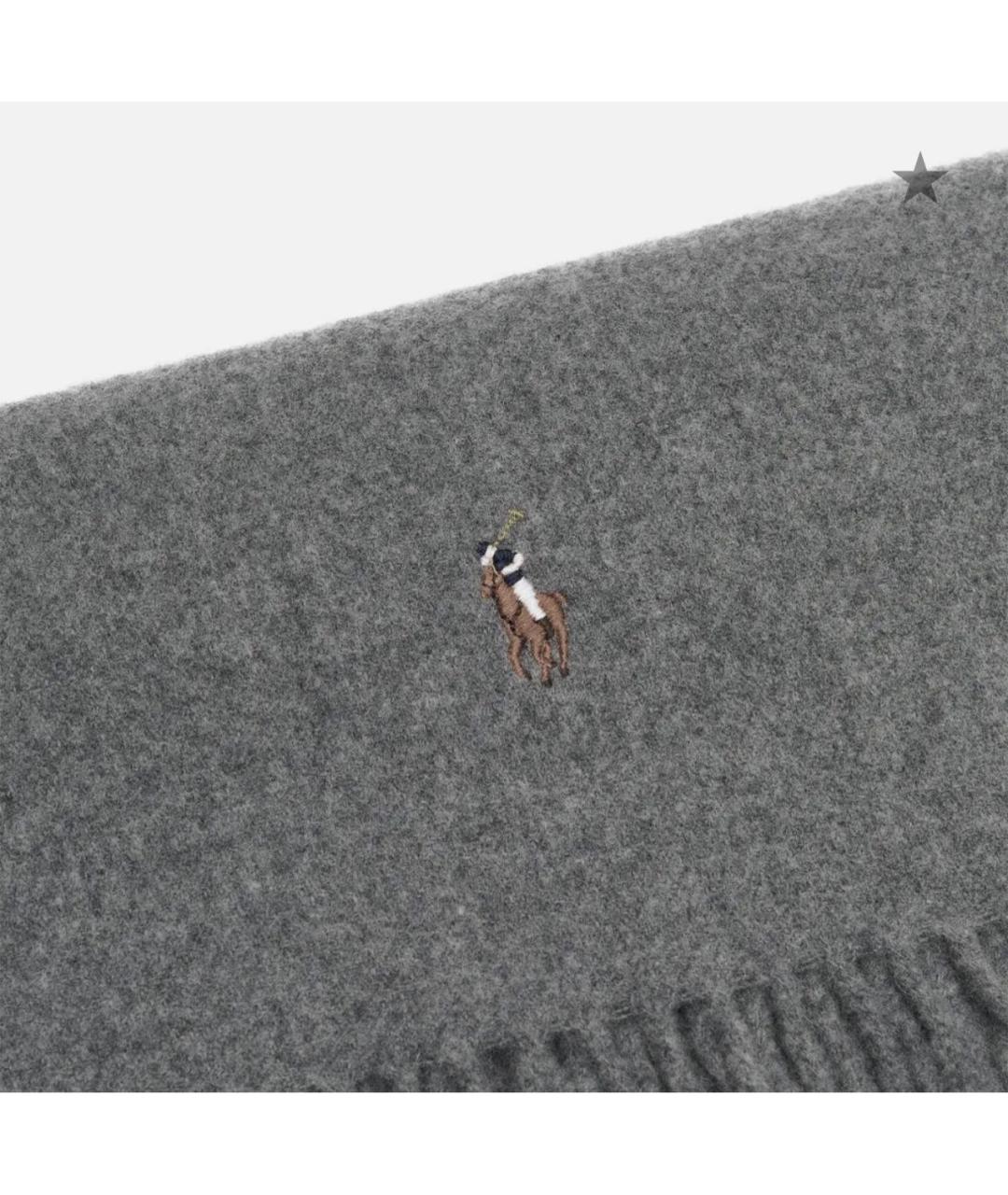 POLO RALPH LAUREN Серый шерстяной шарф, фото 2