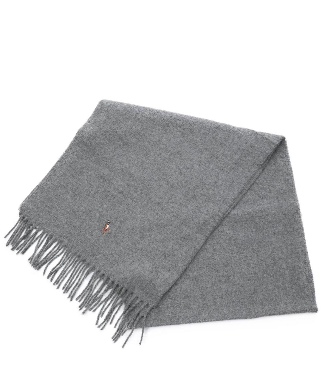 POLO RALPH LAUREN Серый шерстяной шарф, фото 4