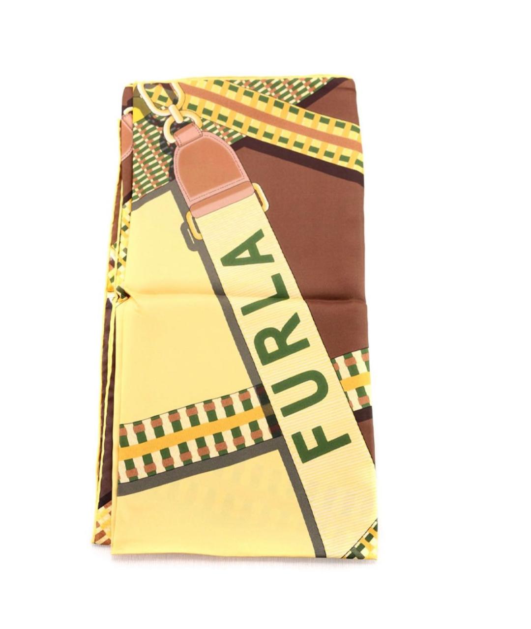 FURLA Желтый шелковый платок, фото 1
