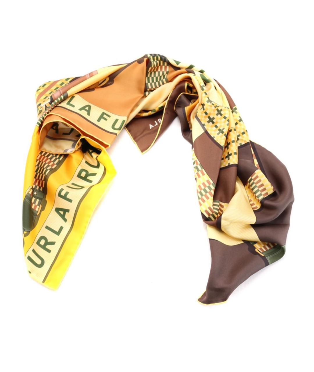 FURLA Желтый шелковый платок, фото 2