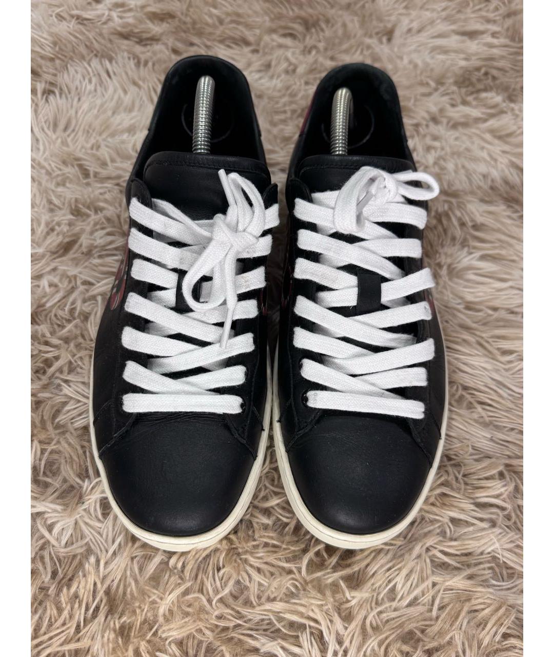 GUCCI Черные кожаные низкие кроссовки / кеды, фото 5