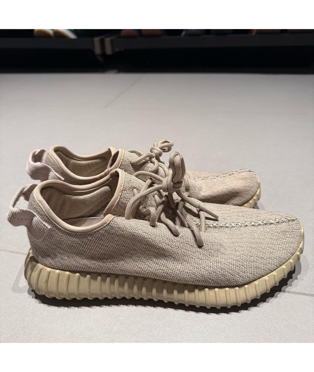 ADIDAS YEEZY Бежевые текстильные низкие кроссовки / кеды, фото 6