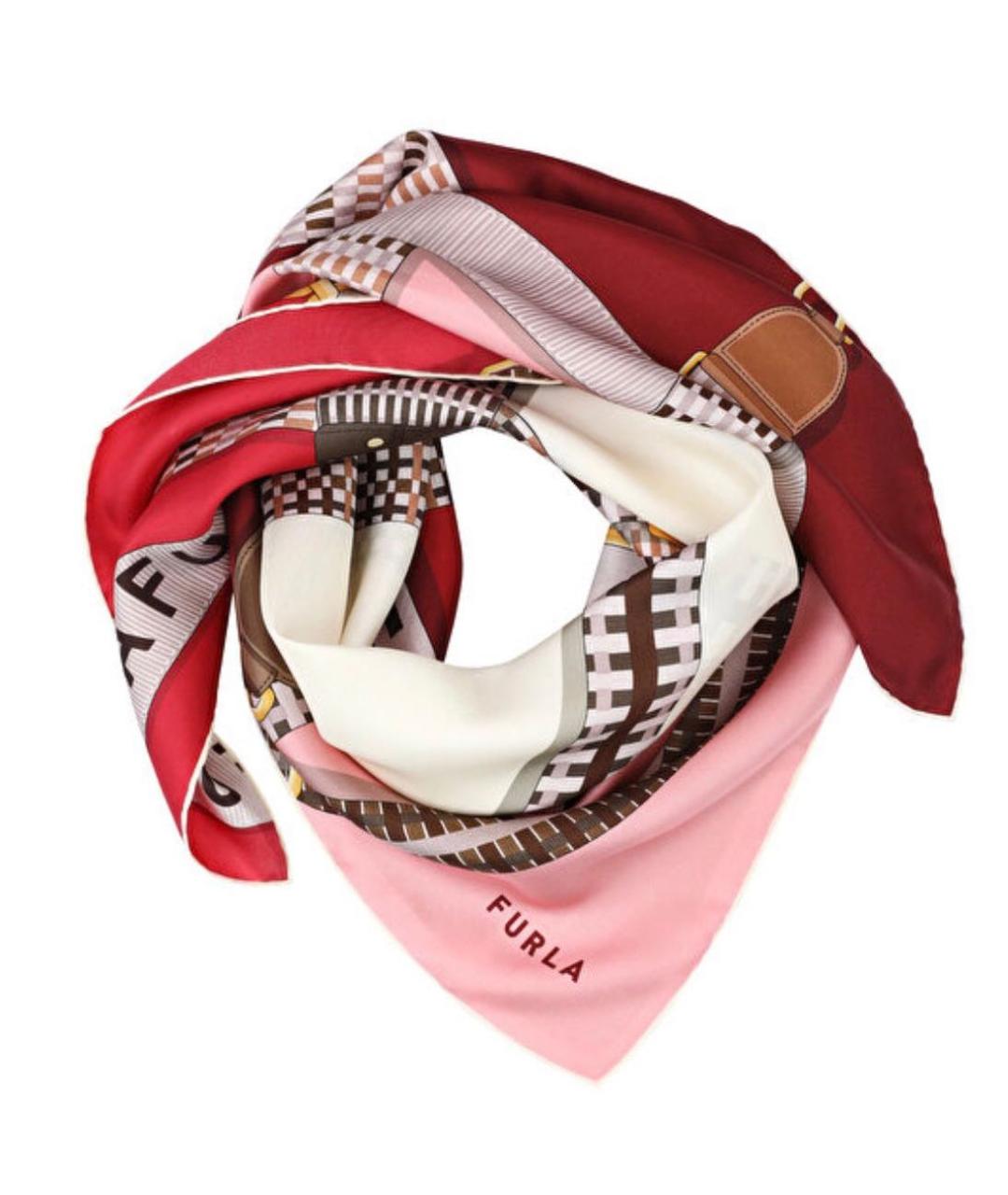 FURLA Бордовый шелковый платок, фото 2