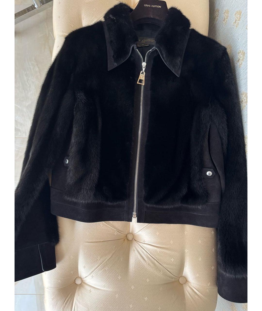 LOUIS VUITTON Черная меховая шуба, фото 3