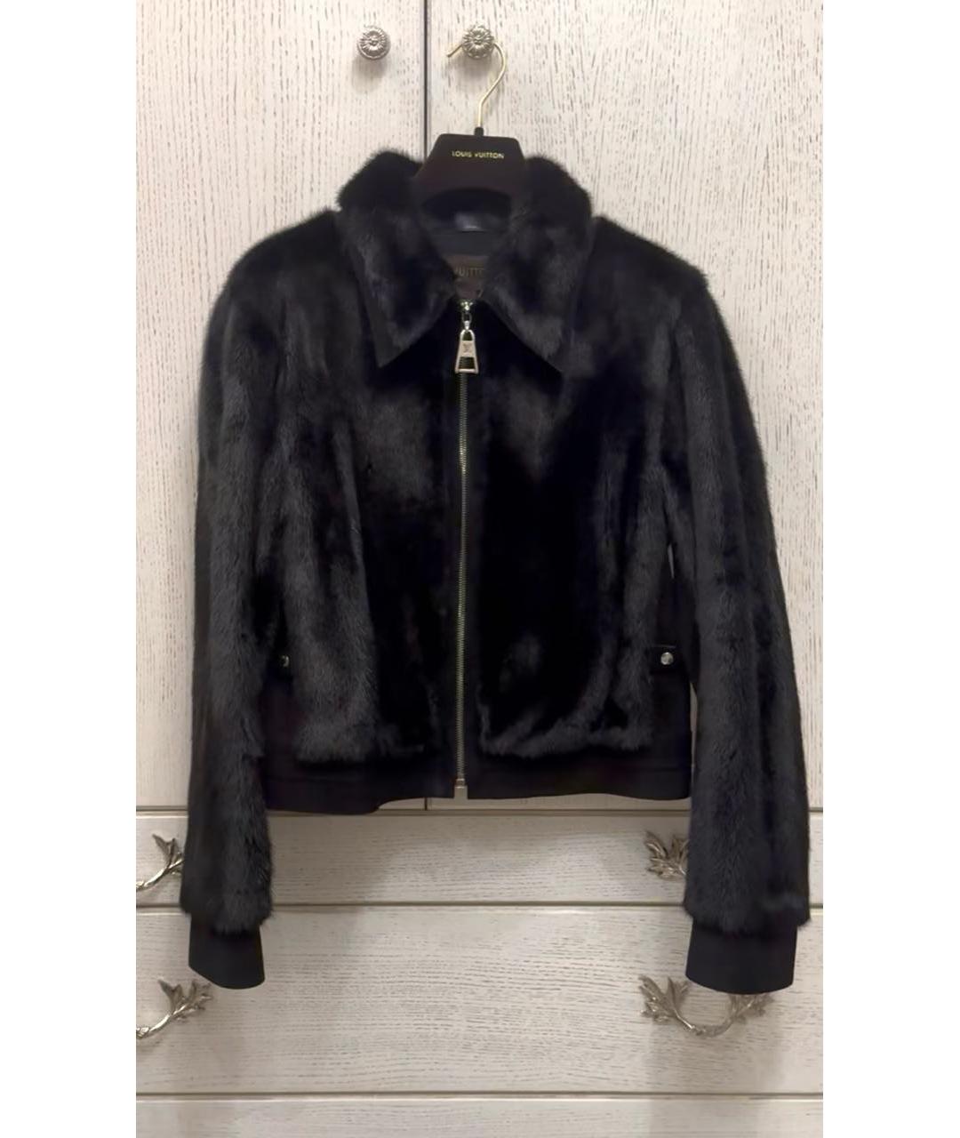 LOUIS VUITTON Черная меховая шуба, фото 9