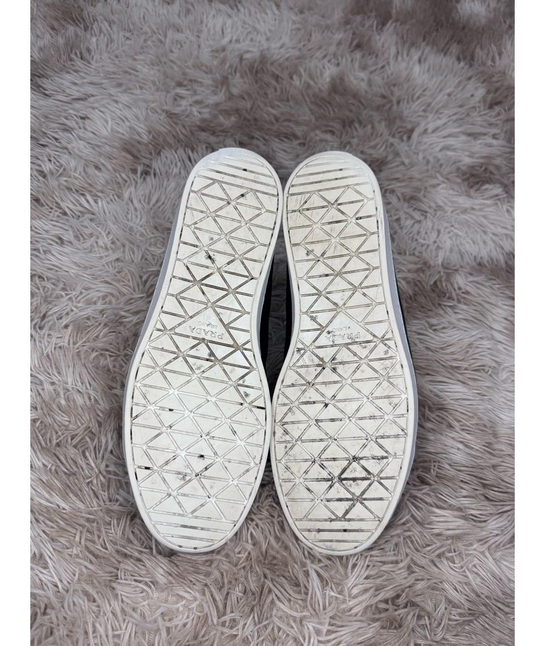 PRADA Черные кожаные низкие кроссовки / кеды, фото 8