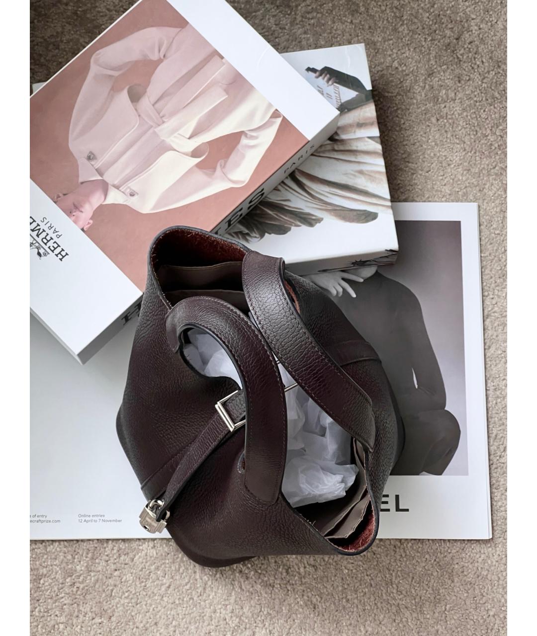 HERMES Фиолетовая кожаная сумка с короткими ручками, фото 4