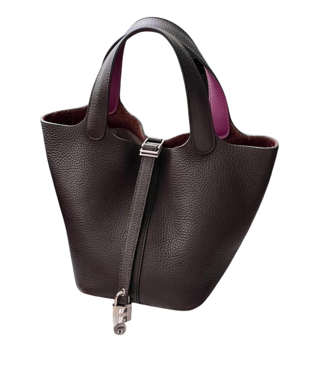 HERMES Фиолетовая кожаная сумка с короткими ручками, фото 1