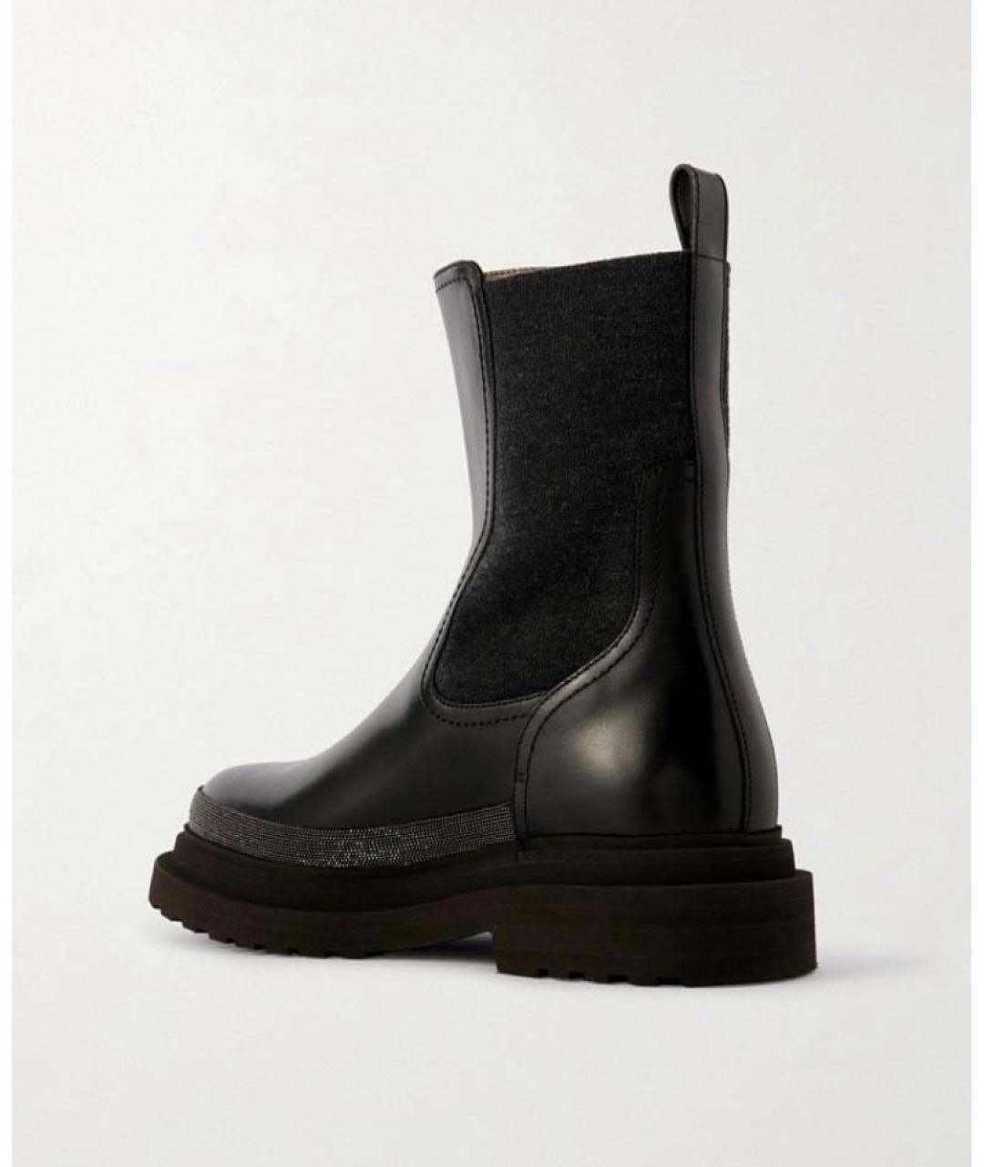 BRUNELLO CUCINELLI Черные кожаные полусапоги, фото 4