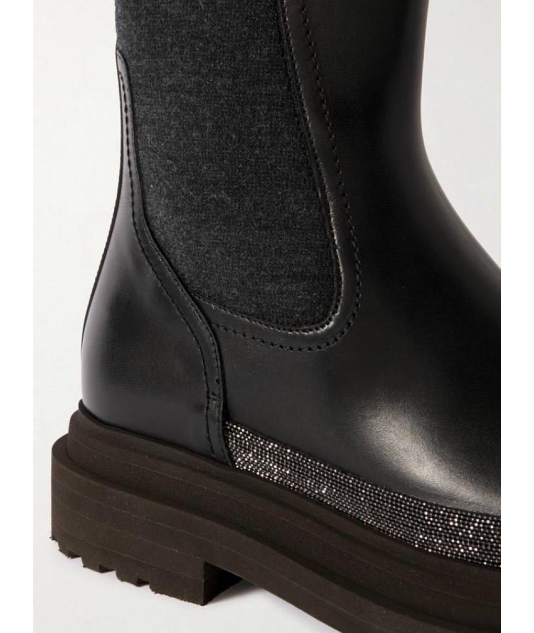 BRUNELLO CUCINELLI Черные кожаные полусапоги, фото 5