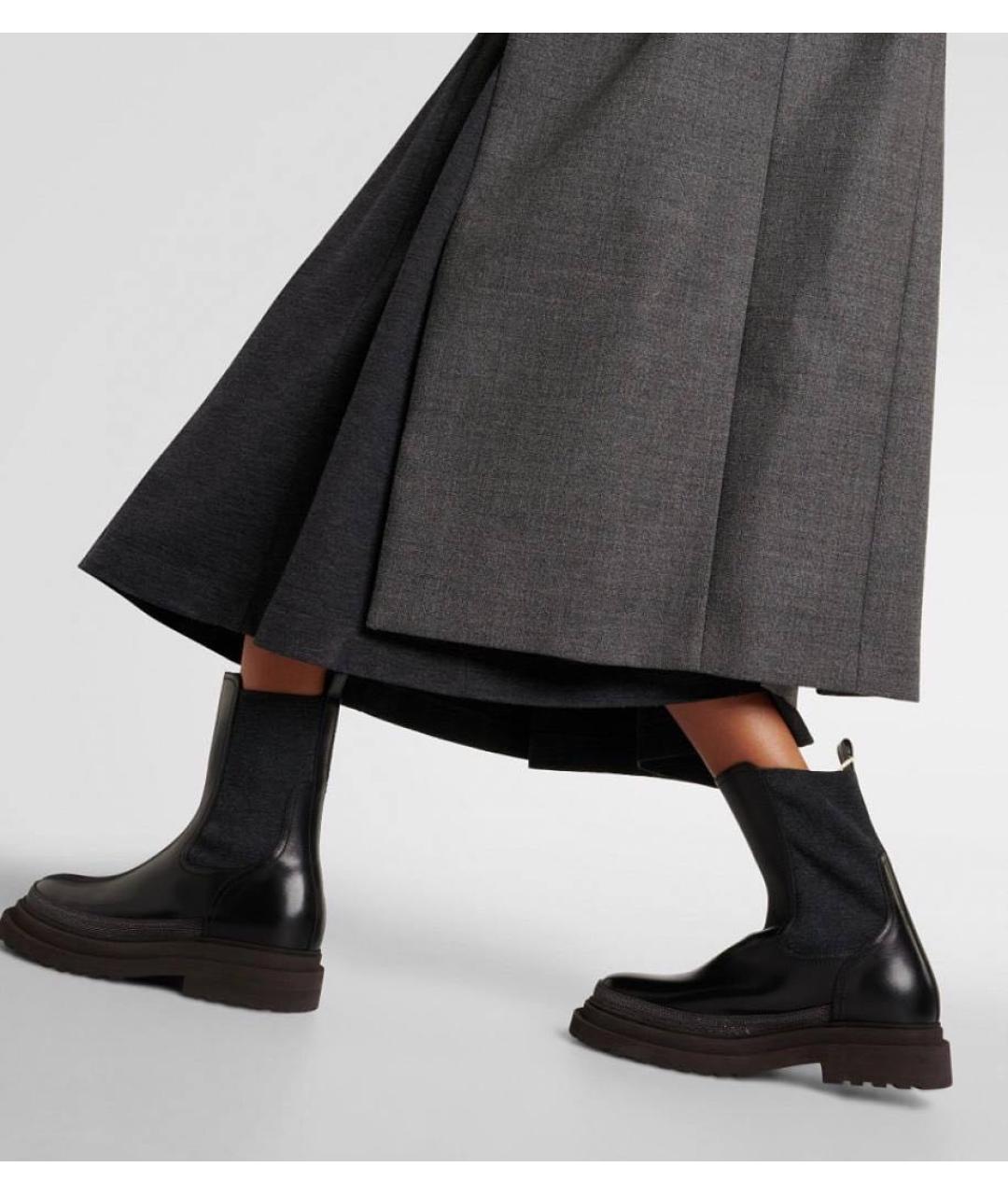 BRUNELLO CUCINELLI Черные кожаные полусапоги, фото 3