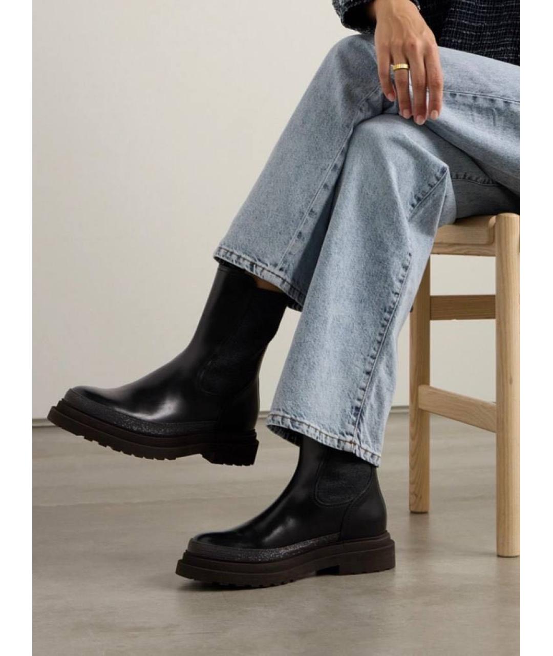 BRUNELLO CUCINELLI Черные кожаные полусапоги, фото 6