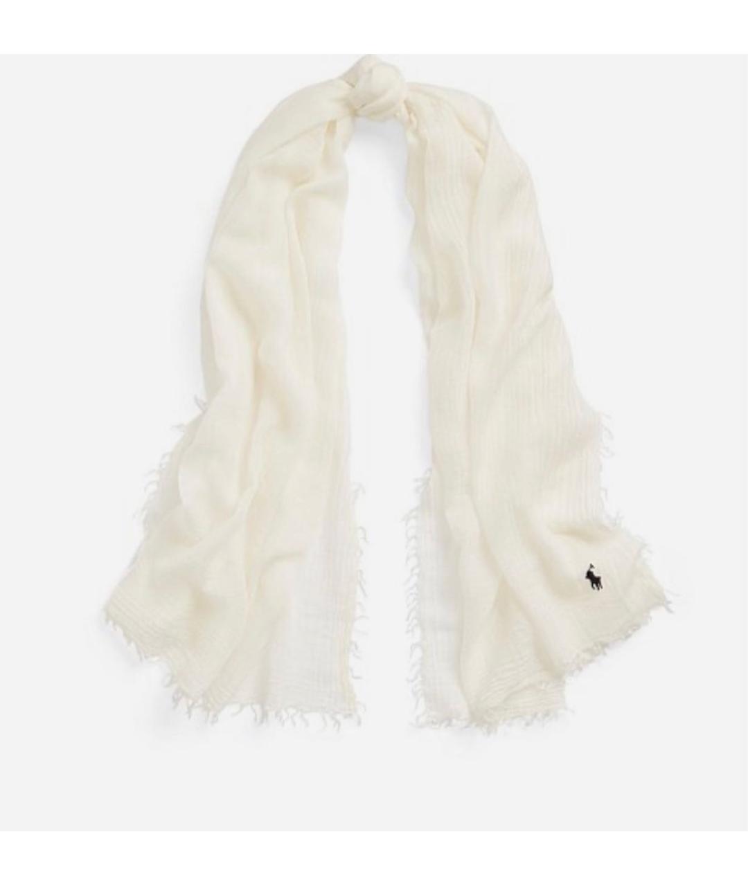 POLO RALPH LAUREN Белый шерстяной платок, фото 2