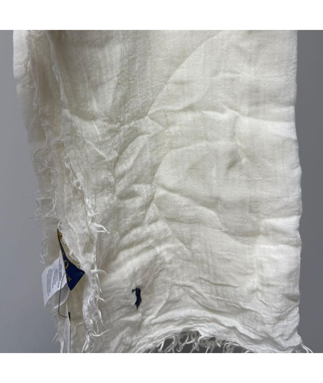 POLO RALPH LAUREN Белый шерстяной платок, фото 4