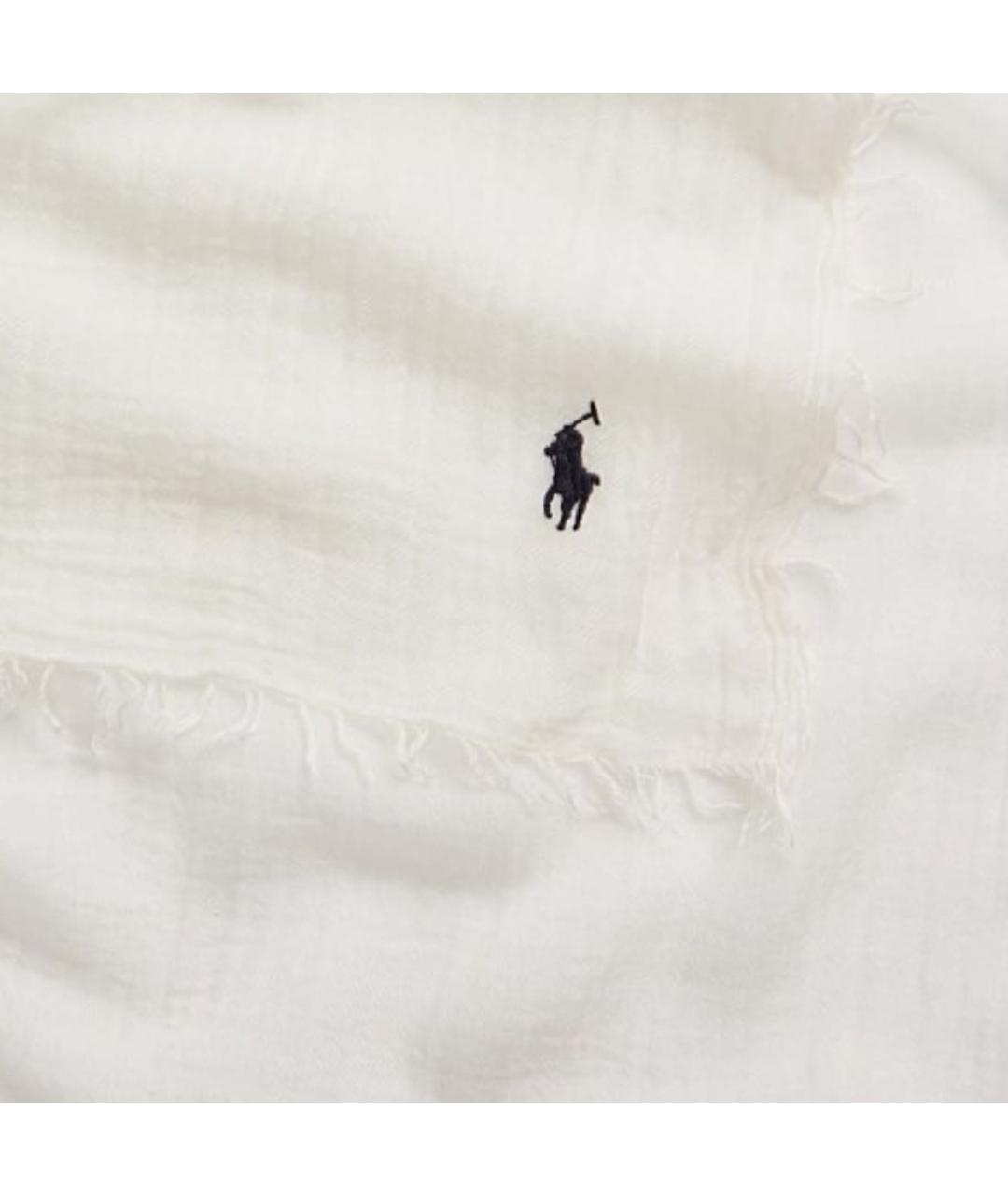 POLO RALPH LAUREN Белый шерстяной платок, фото 3