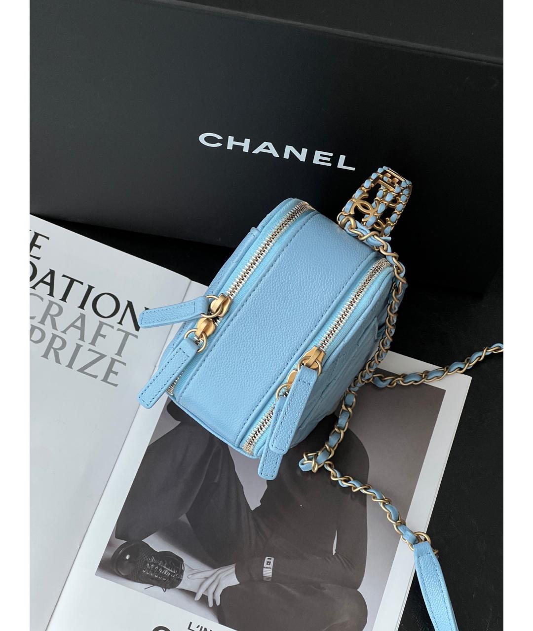 CHANEL Голубая кожаная сумка через плечо, фото 4