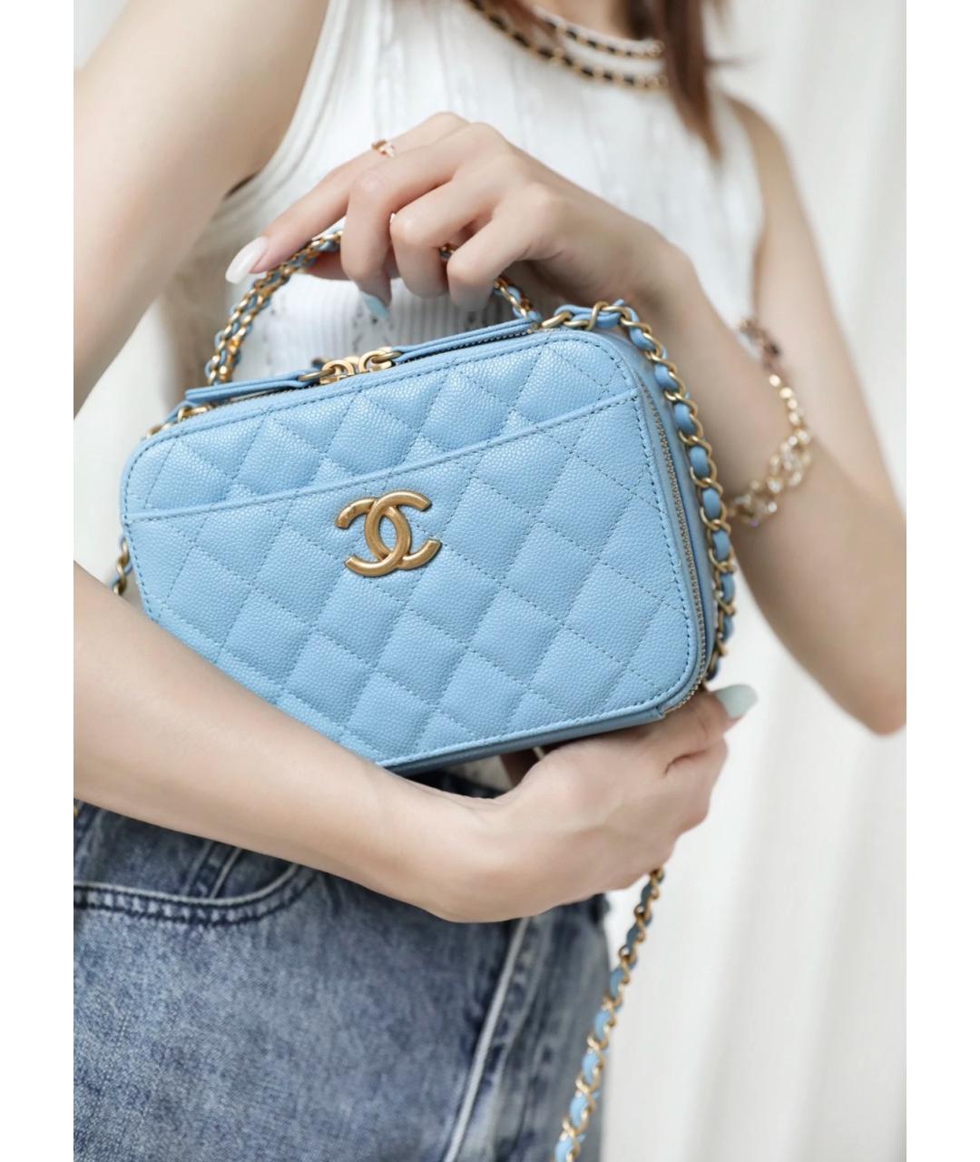 CHANEL Голубая кожаная сумка через плечо, фото 7