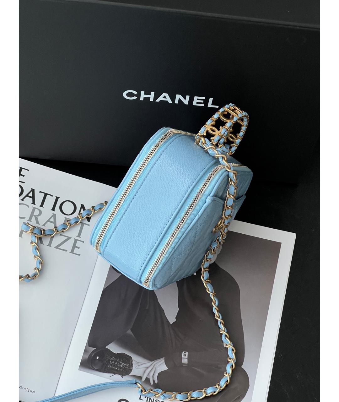 CHANEL Голубая кожаная сумка через плечо, фото 3