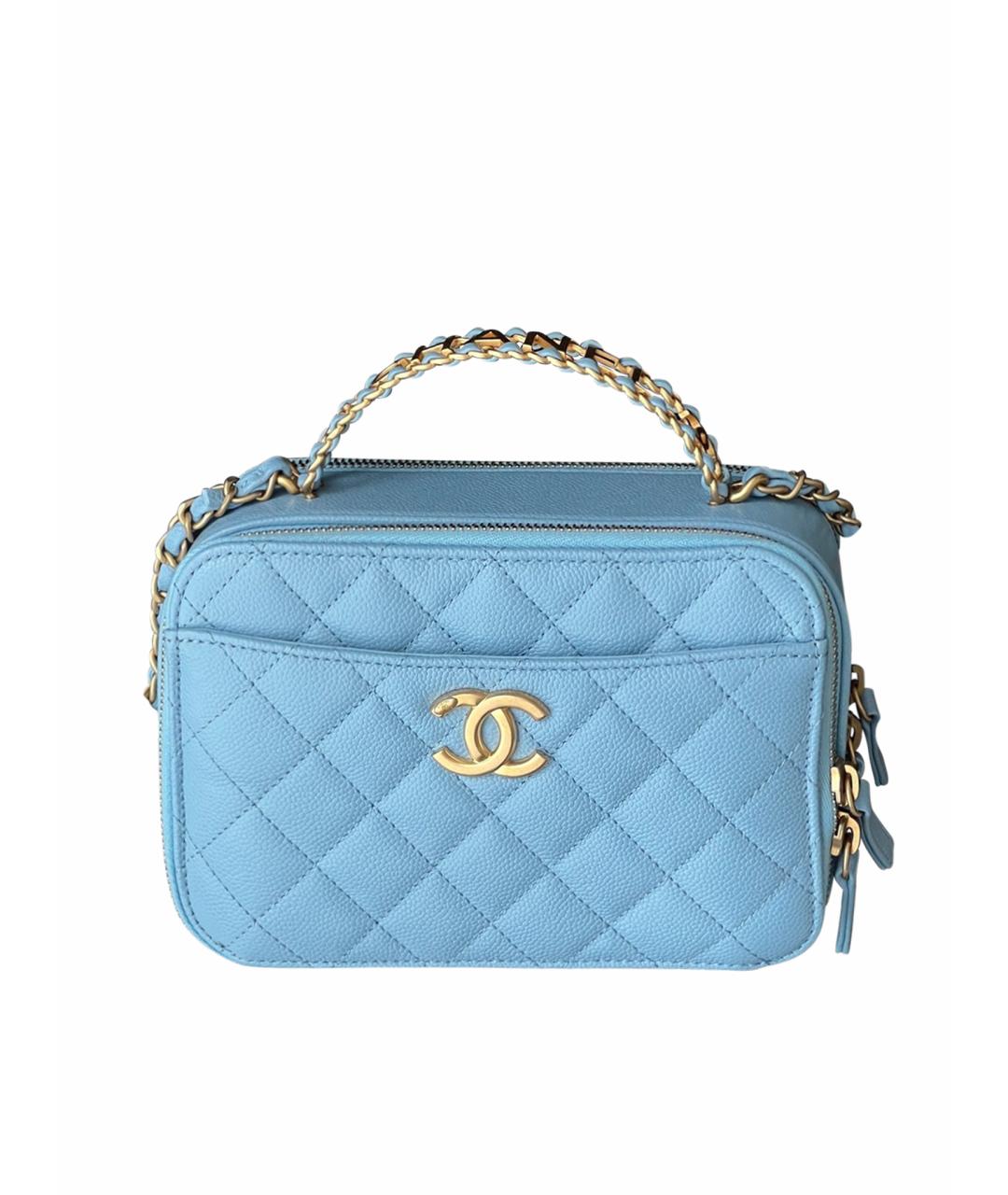 CHANEL Голубая кожаная сумка через плечо, фото 1