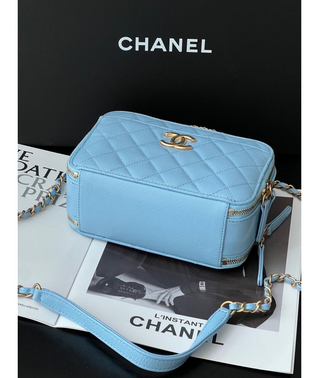 CHANEL Голубая кожаная сумка через плечо, фото 5