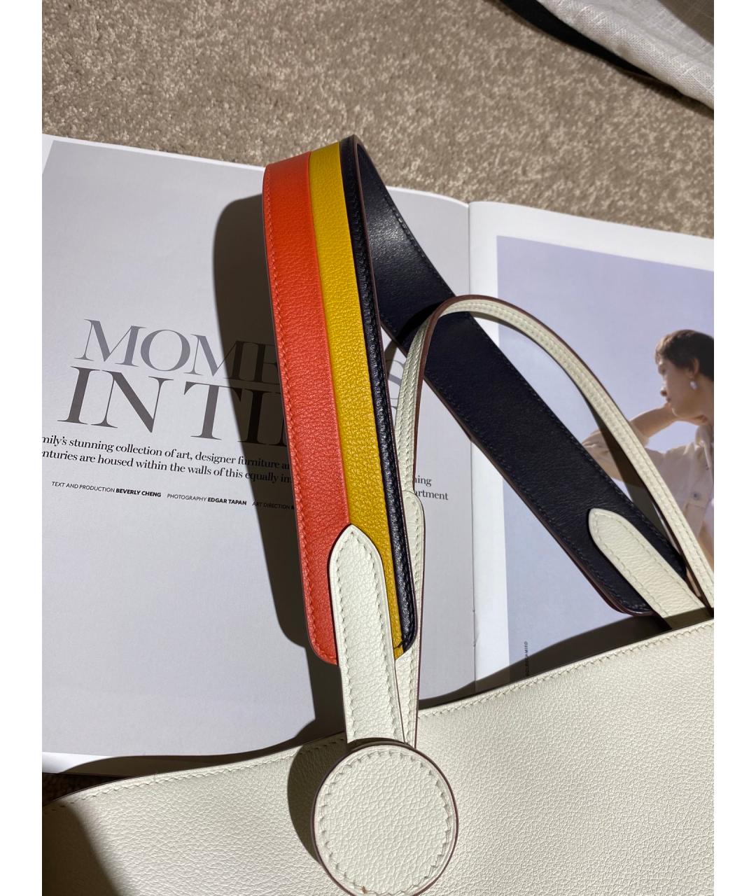 HERMES Белая кожаная сумка через плечо, фото 3